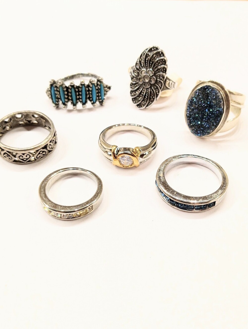 Vintage Costume Ring Lot 7 Rings